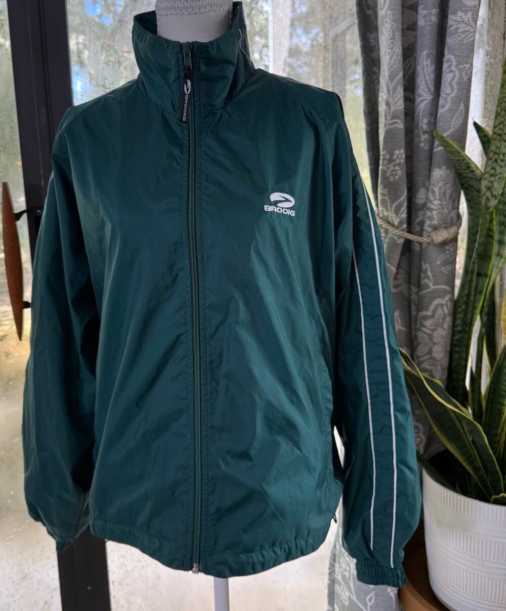 Brooks Teal Green Running Windbreaker Jacket Size S Mesh Lined Retro Athletic
